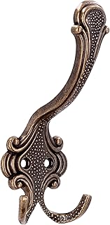 SIRO Landhaus Garderobenhaken Huthaken Doppelhaken 430 Metall Messing Antik LA 19 mm 1 Stück