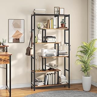 YITAHOME Bücherregal, Regal mit 6 Ablagen, Standregal mit Stahlrahmen Metallregal Küchenregal S…