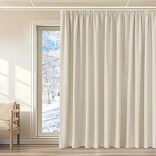 KGORGE Extra Breite Gardinen mit Kräuselband Wohnzimmer 1er Set 240 x 300 cm(HxB) Beige Raumteil…