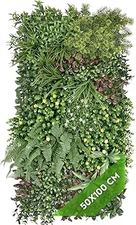 JELLE & JACOB Künstliche Pflanzenwand Indoor & Outdoor, Blumenwand Evergreen, 50×100 cm, pflegel…