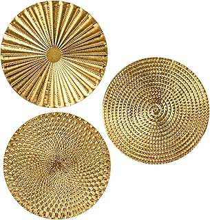 3er-Set Boho Gold Wandskulpturen Runde Wanddekoration Metall Wandschmuck Dekorationen 3D Metallbi…