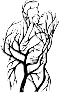 Luccyle Metall Paar Lebensbaum Wanddekoration (Liebespaar küssend),Schwarzes modernes Metall Wan…