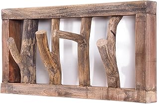 DESIGN DELIGHTS RUSTIKALE WANDGARDEROBE LIMB | 45x23x~10-13 cm (BxHxT), Treibholz | Hakenleiste |…