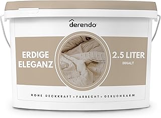 derendo Exklusive Wandfarbe beige 2,5L, hohe Deckkraft, Dispersionsfarbe innen, Innenwandfarbe Ra…