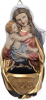 Madonna mit Kind Figur in Wandnische zur Wandmontage – 18,5 cm hoch – religiöse Dekofigur aus Po…