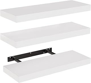 STOREMIC Wandregal, Regale Weiß Wand 40cm, 3er-Set Schweberegal Weiss, Moderne dekorative Regalb…