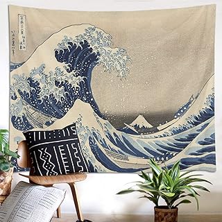 LB Ozeanwelle Wandteppich Japanisch Wandbehang Große Welle Wandtuch Kanagawa Raue See Tapisserie…