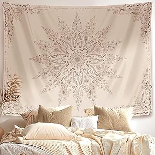 Simpkeely Mandala Blumen Tapisserie, Ästhetische Boho Wanddekoration mit Blume, Medaillon Boho K…