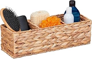 Relaxdays Aufbewahrungskorb Wasserhyazinthe, 3 Fächer, Badezimmer Aufbewahrung, HBT: 13 x 42,5 x…