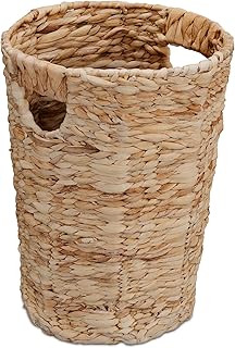 Relaxdays Papierkorb aus Wasserhyazinthe, Mülleimer Küche & Bad, Kleiner Wäschekorb, HxD: 32×2…