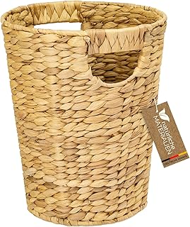 HMF Papierkorb Büro, Aufbewahrungskorb geflochten aus Wasserhyazinthe | Rund | 25 cm Durchmesser…