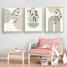 KXHHYB Modernes Geometrisches Linienbild,Aesthetic Grüne Pflanze Bilder Moderne Wandbilder, Wohn…