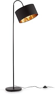 B.K.Licht – Stehlampe Vintage mit Fußtaster, Lampenschirm aus Stoff, schwenkbar, Leselampe, Deko…