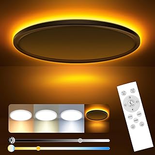 slochi LED Deckenleuchte, 24W 2800LM Deckenlampe Flach Dimmbar mit Fernbedienung, 1800K Nachtlich…
