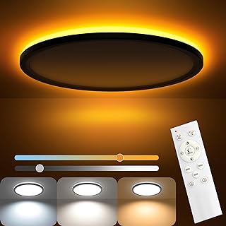 AmazeFan LED Deckenleuchte Dimmbar – 24W 2400LM Deckenlampe mit Fernbedienung – 6W Nachtlicht War…