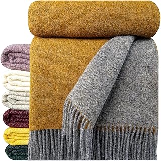 STTS International Wolldecke 100% Schurwolle Wohndecke in versch. Farben 140 x 200 cm Tagesdecke …