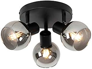 QAZQA – Art Deco Deckenleuchte I Deckenlampe I Lampe I Leuchte schwarz 3-flammig Spotbalken5 cm m…