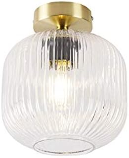 Qazqa – Art Deco Art-Deco-Deckenleuchte I Deckenlampe I Lampe I Leuchte Messing mit Klarglas – Ka…