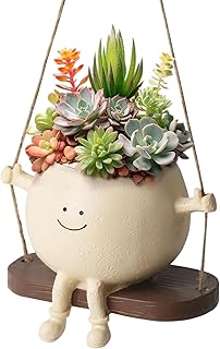 ZDNT Hängende Blumentöpfe mit Schaukel Gesicht,Swing Face Übertopf,Blumentopf mit Gesicht,Lust…