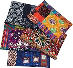 aufodara Baumwollstoff 5 Stück 47x47cm Ethnisches Muster Stoffpaket Patchwork Dekostoff Baumwoll…