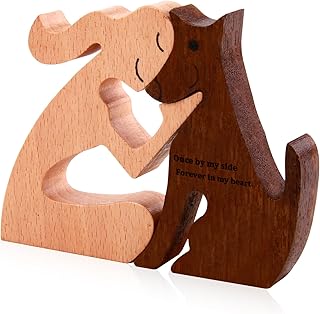 Smomend Mann und Hund Holzstatue Holzskulptur Hundefiguren Ornamente, 11 x 8,5 x 1,5 cm, Schreibt…