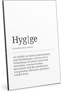 ARTFAVES® Worterklärung Hygge | Definition Bild schwarz-Weiss als Geschenk | Holzschild mit Spr…